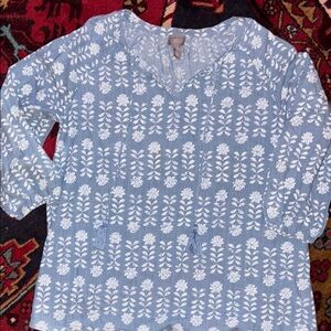 CHICO’s Blue and White Floral Blouse